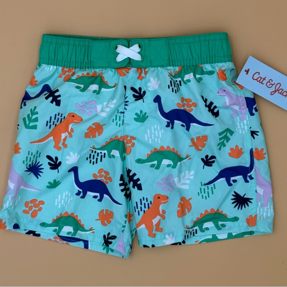 Cat & Jack Green Swim Shorts with White Drawstring, NWT‎ ships next day
